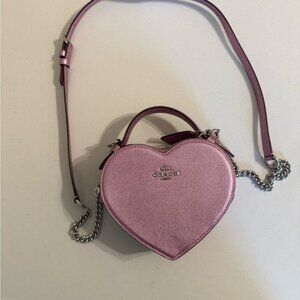 Coach Metallic Pink Heart Crossbody Bag